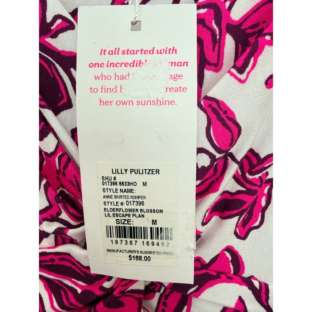 Lilly Pulitzer Skirted Romper Sz M Pink White Floral Coastal Retail $168 - Picture 11 of 12